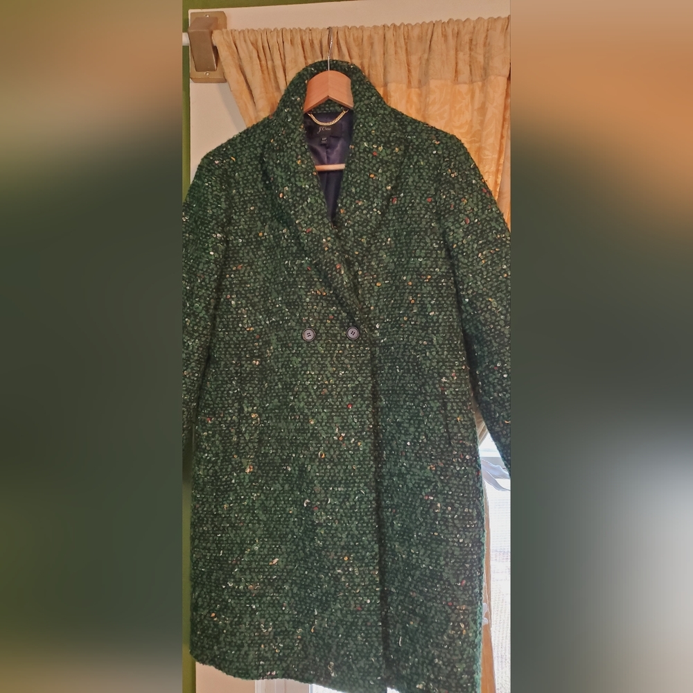 Jcrew Daphne Green Tweed Topcoat 10P